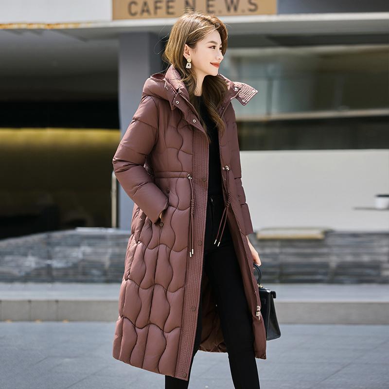 Autumn Winter Thicken Warm Parka Women Casual Solid Color Big Pocket Slim Long Hooded Coat Jackets Outwear