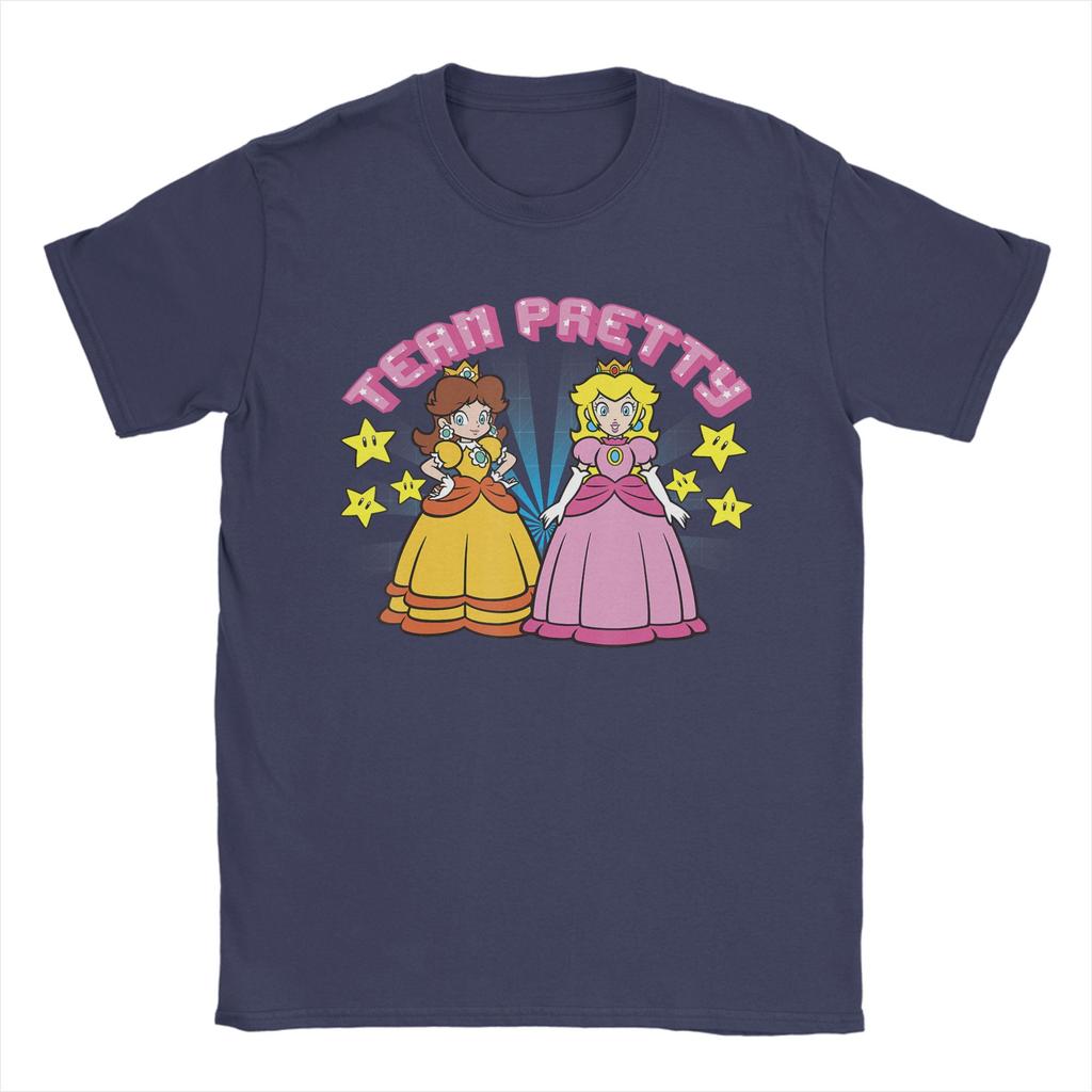 Super Marios Peach and Daisy Team Pretty T Shirts Unisexs Cotton Funny TShirts O Neck Tees Short Sleeve Clothes Classic