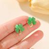 High-Grade Cat's Eye Four-Leaf Clover Earrings Sweet And Stylish Small Versatile And Elegant Ladies Exquisite Popular Earrings
