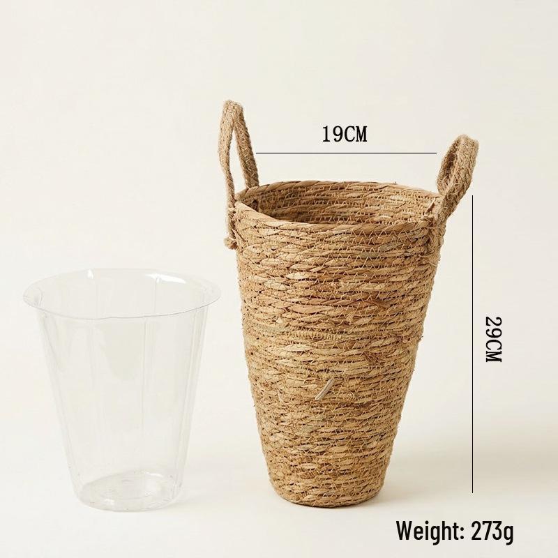 Vaso Fioriera Moderno in Rattan Nordico: Grande Cesto Intrecciato per Decorazione Soggiorno con Gypsophila Essiccata