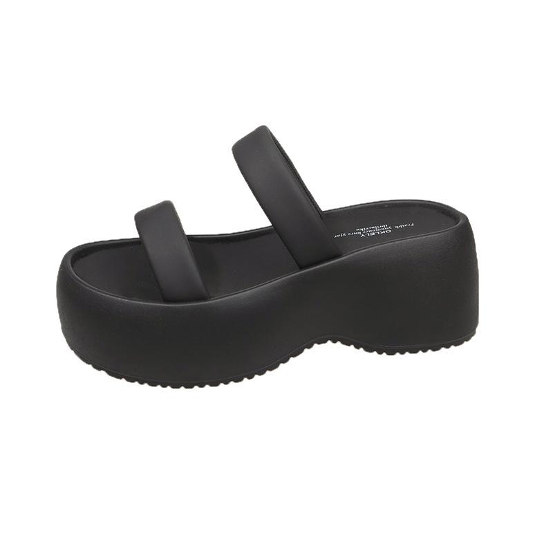 Thick-soled heightening cool slippers women's summer wear 2025 new fashion with skirts beach sandals go out one-word drag