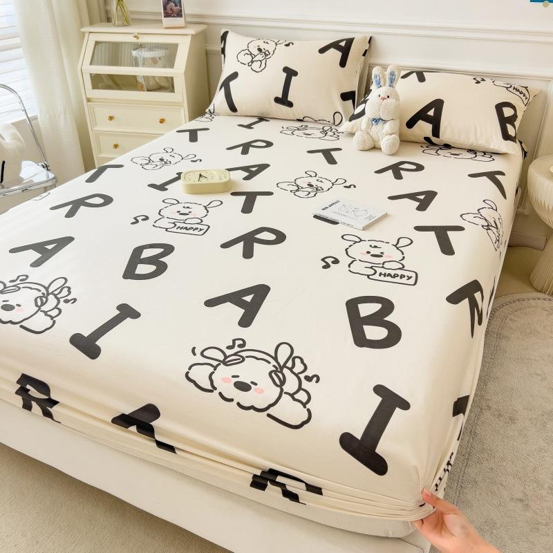 Pure Cotton Bed Sheet Set Cartoon Design Twin Full Size Four Seasons Bedding 100% Cotton Mattress Protector Fresh Style Bed Cover 3 Piece Set