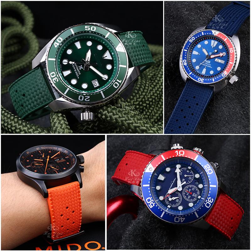 Tropical Rubber Strap  for Seiko SRP777J1 Soft Silicone Diving Waterproof Breathable Sport Wristband Men 20mm 22mm Watch Band