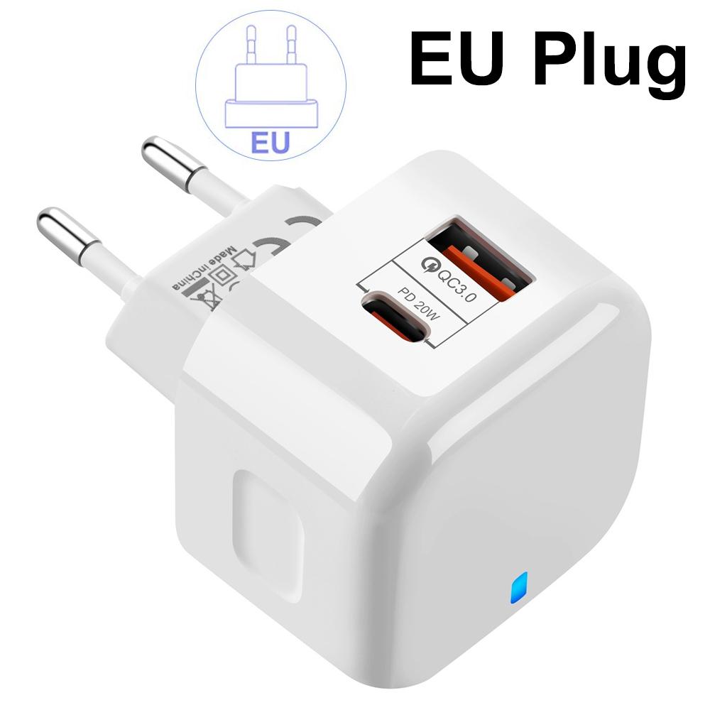 EU US UK 20W Dual Ports Type C USB C PD Wall Charger Fast Quick Charging Power Adapters For 11 12 13 14 15 Samsung