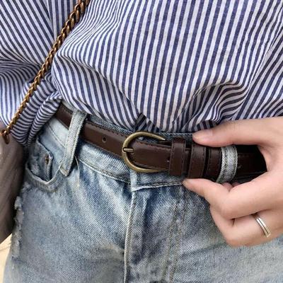 Versatile Retro Black Skinny Waist Belt, Korean Style for Women