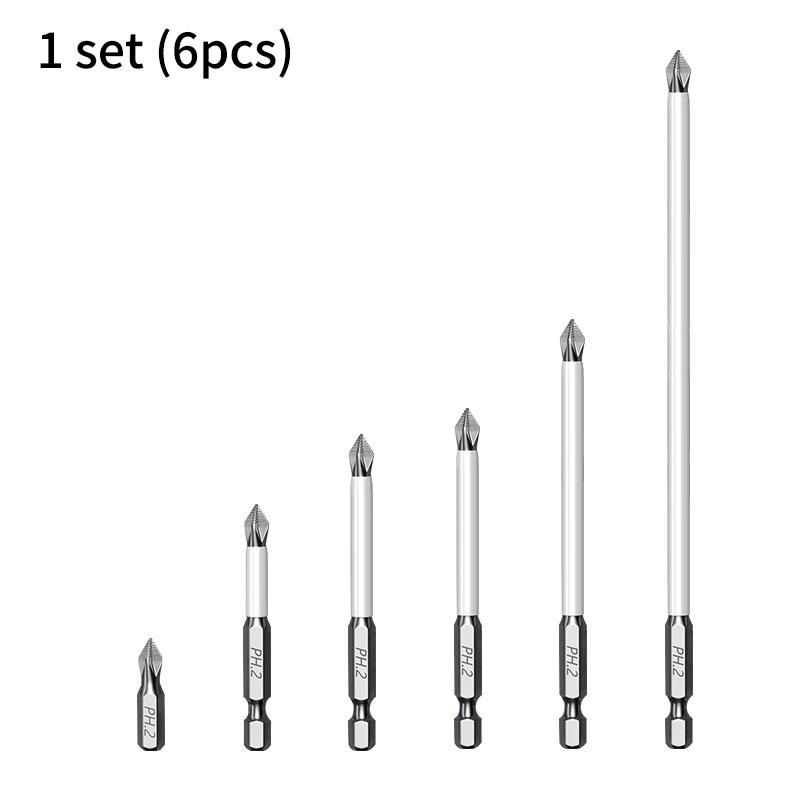 

6pc Magnetic Cross Screwdriver Head Magnetic Anti Slip Hardness Electric Screwdriver Tool Electric Drill Extended Hexagonal Tool