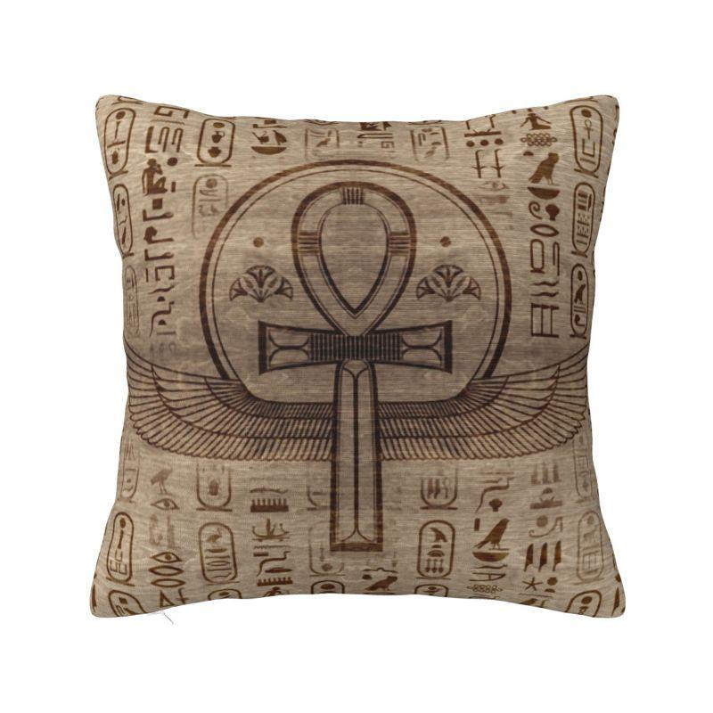 Nordic Egyptian Cats And Ankh Cross Cushion Cover for Sofa Velvet Ancient Egypt Throw Pillow Case for Living Room