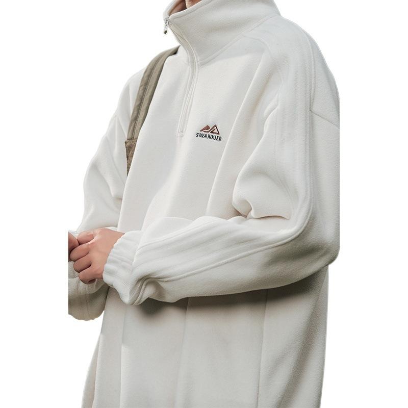 Sweater Male Couple Autumn and Winter Letter Embroidery Adjustable Semi-high Neck Thick Coat