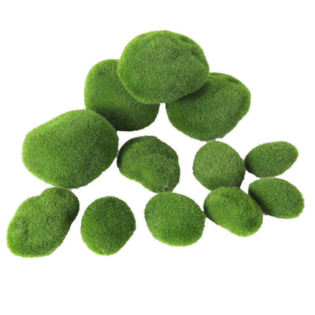 12/30PCS Artificial Foam Moss Rocks Fake Green Moss Stone Micro Landscape DIY Crafts for Home Garden Flower Pot Decoration Stone