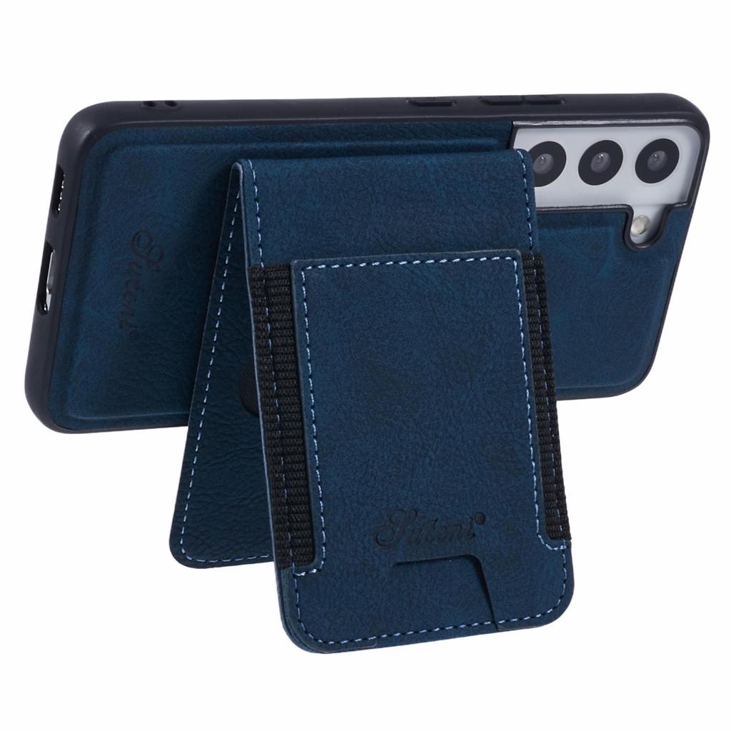 For Samsung Galaxy S22 5G Magnetic Case Card Slots Leather+TPU Kickstand Phone Cover