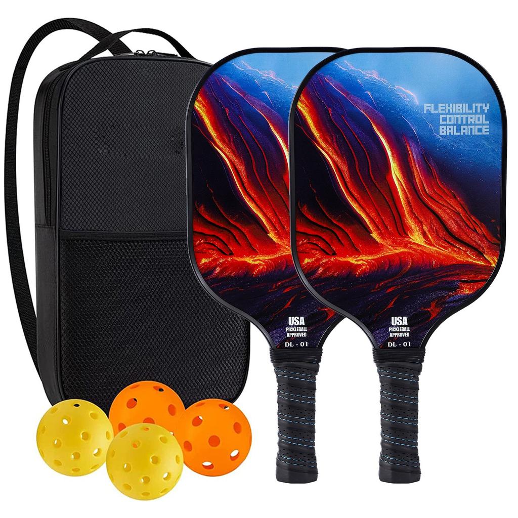 Pickleball-Schläger 2er-Set, Fiberglas-Pickleball-Set mit Pickleball-Schlägern und Tragetasche, Pickleball-Geschenke für Anfänger, Pickleball-Schläger-Set