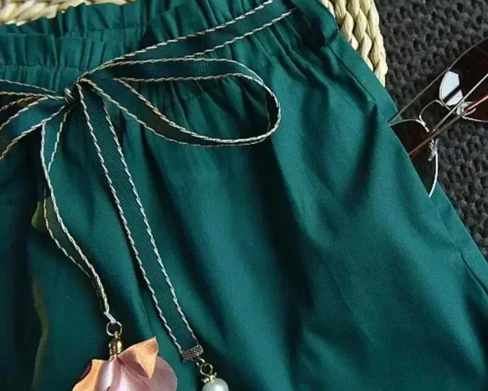Kids Clothes Girls Set Sleeveless T-shirt+Shorts 2PCS/Sets Baby Girls Clothes Chiffon Shirt Flower Print Children Girls Clothes
