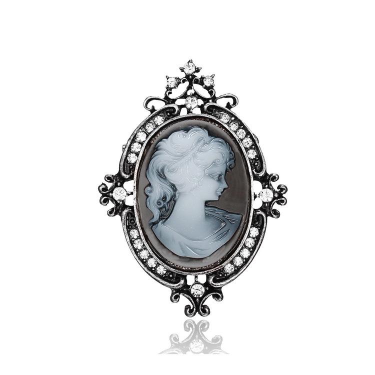 Broche de Moda Retrô Europeu e Americano para Retrato de Beleza