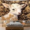 Sheep in Garden Tapestry Wall Hanging Animal Ram Sheep Deer Tapestry Aesthetic Room Decor Wallpapers For Bedroom Paintings