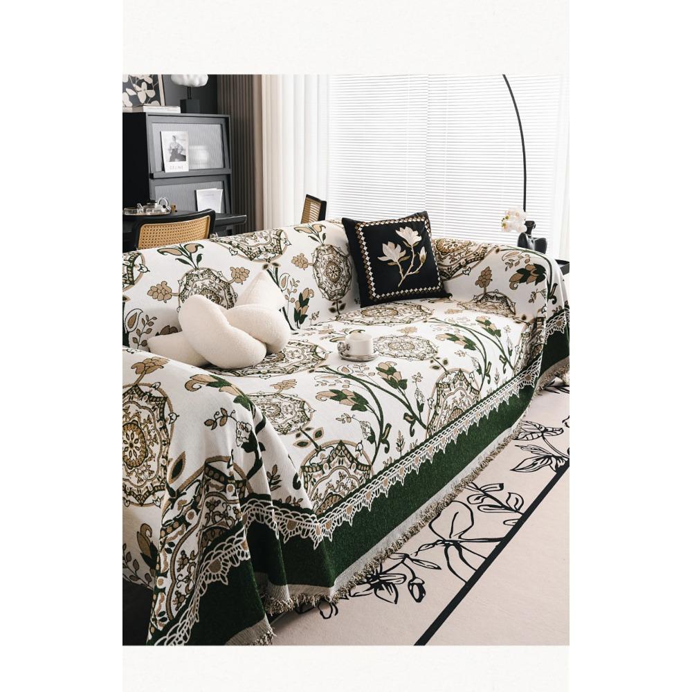 

Эксклюзивное винтажное полотенце для дивана из ткани шенилл в американском стиле, чехлы для дивана, пылезащитный чехол для декора гостиной, пригодные для машинной стирки 180x130cm for 1 seat зелёный