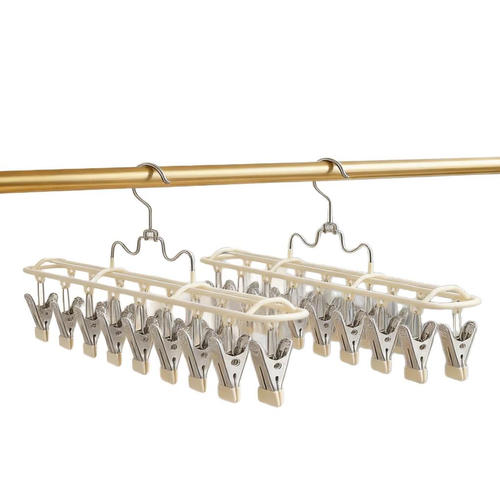 Multi-functional Windproof Clothes Hanger with Anti-slip Clips for Balcony and Dormitory Use