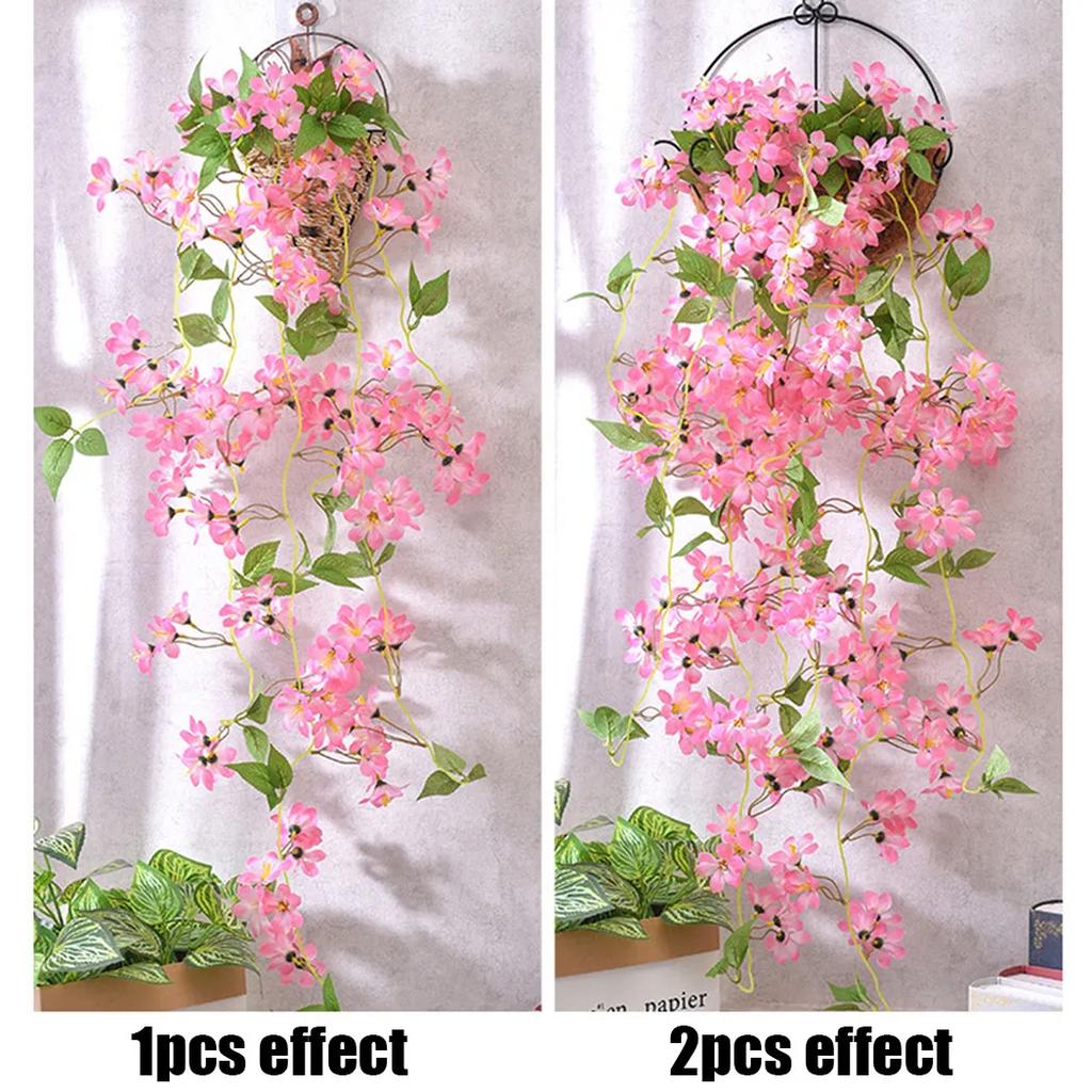 Artificial Flower Rattan Fake Plant Vine Decoration Wall Hanging Roses Flowers For Home Wed Party Interior Outdoor Decoration