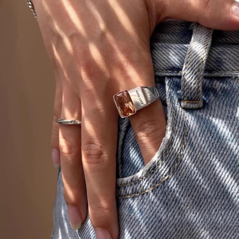 XINYI Silver Color Wide Rings for Women New Trendy Elegant Vintage Simple Good Luck Zircon Party Jewelry Birthday Gifts