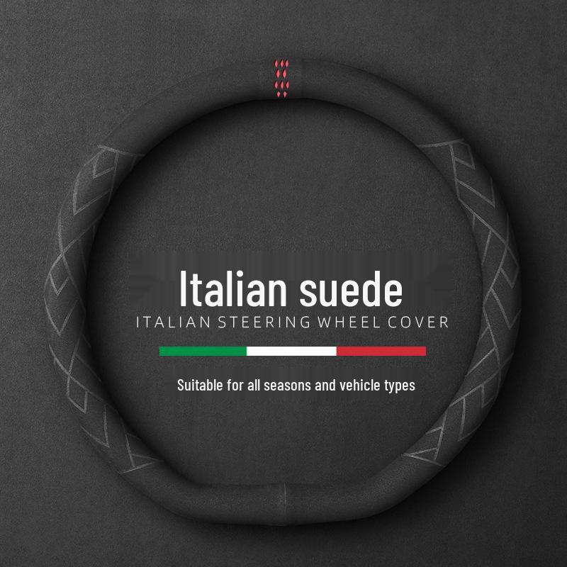 

Universal Suede Steering Wheel Cover, Non-Slip & Sweat-Absorbent, with Center Mark for All Seasons. 38 cm