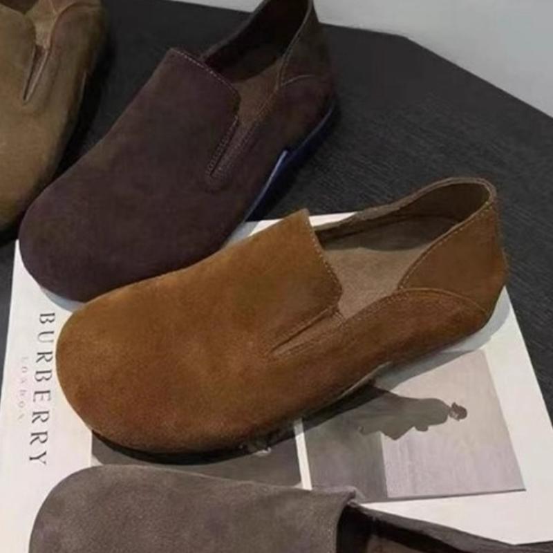 Nouveau Style Mode Femme Cuir Travail Femme Décontracté Respirant Rétro Lacets Simple Couche Peau de Vache Confortable Résistant à l'Usure