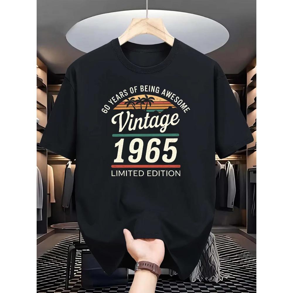 

Men s Summer 100% Fashionable Casual Loose 60 Year Great Pattern T-shirt Limited Edition 1965 Retro T-shirt XXXXXL чёрный