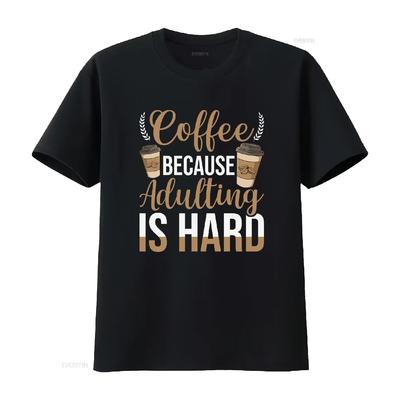 Café Porque ser adulto es difícil Camiseta Adicto para amantes retro cafeína vintage Lavada Suave Transpirable Cómoda hombre