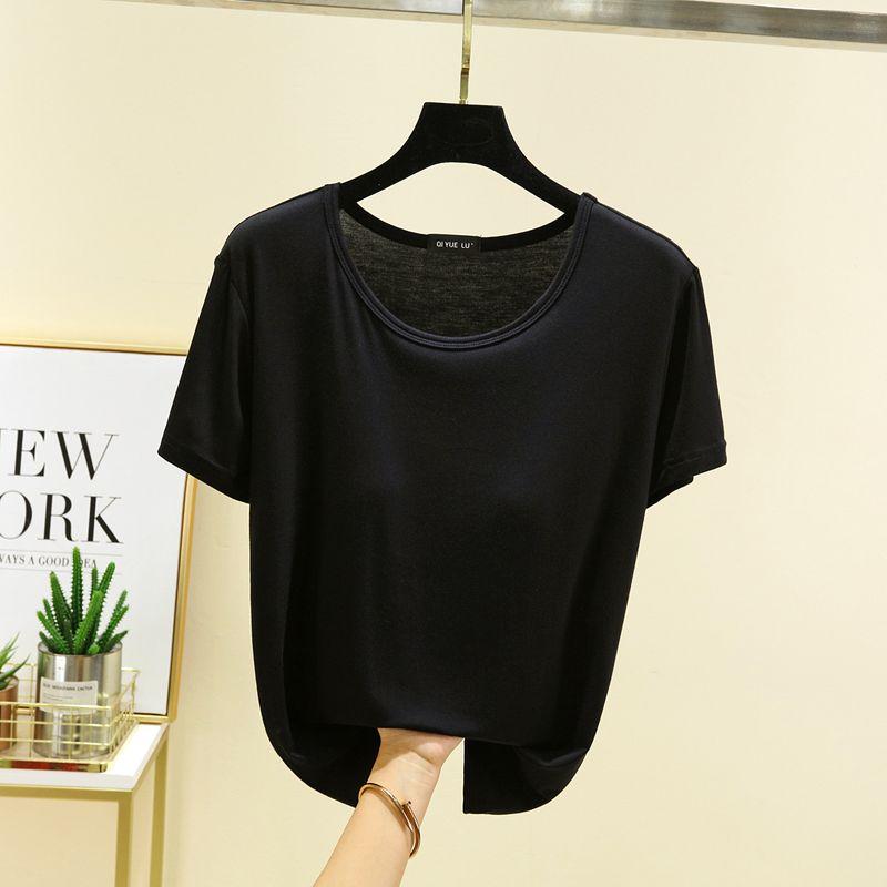 

Модальная футболка Весна и Лето Топы с круглым вырезом Свободный короткий рукав Black 2XL (70.00 kg-82.50 kg recommended