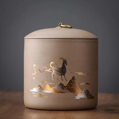 High-grade Rough Pottery Tea Sealed Jar Home Flower Tea Dried Fruit Moisture-proof Storage Cans Small Size Tea Packaging Caddy