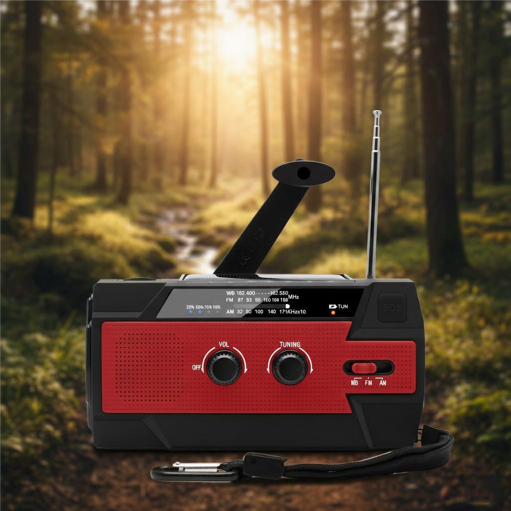 Emergency 4000mAh Solar Hand Crank Radio AM FM NOAA Weather with 1W Flashlight Phone Charger SOS Alarm
