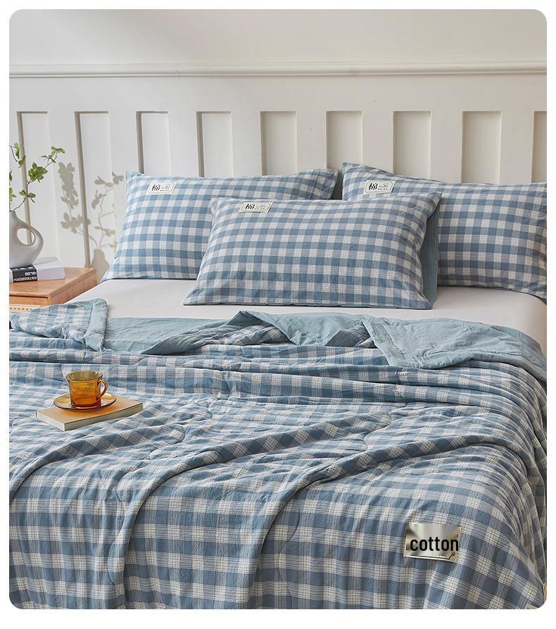 Muji-style Pure Cotton Summer Quilt – All-Cotton, Machine Washable Air Conditioning Quilt for Dorms