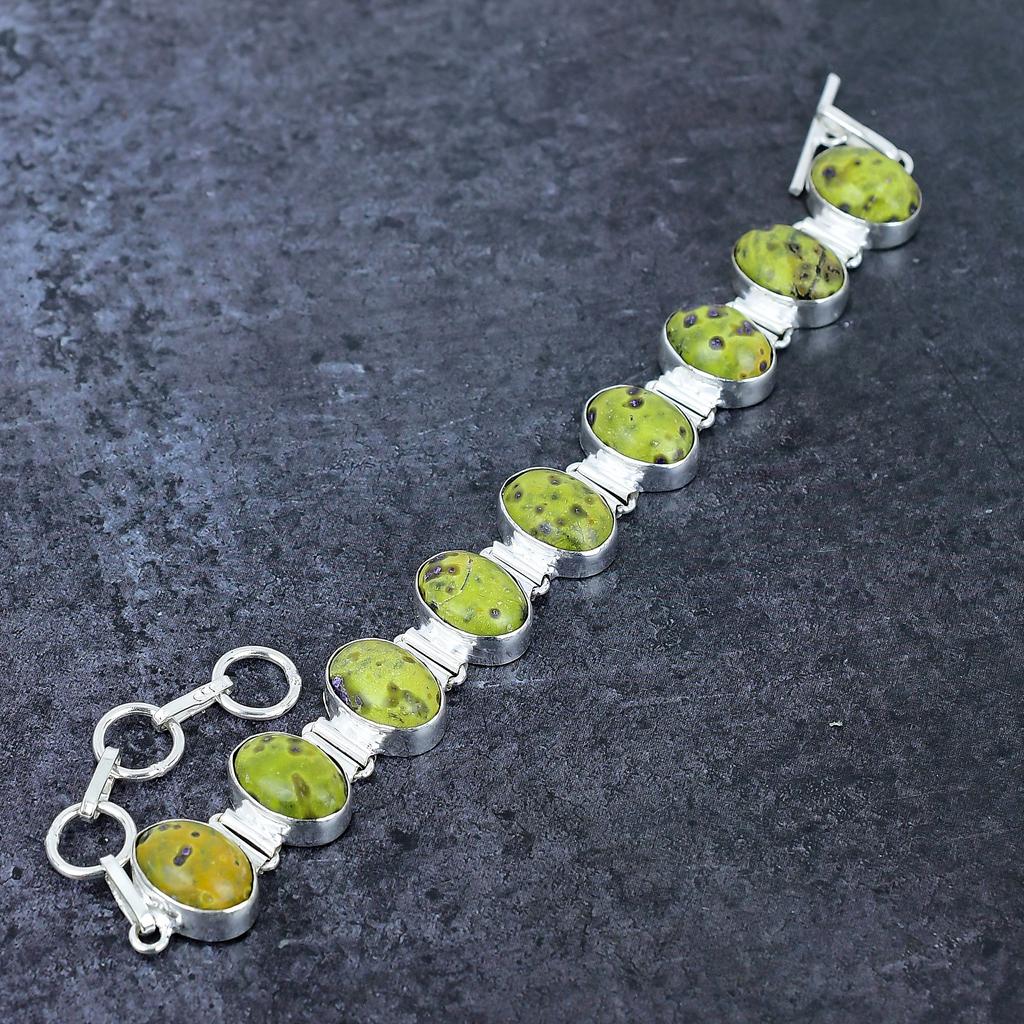 Natural Stichtite Stone Gemstone Handmade 925 Sterling Silver Bracelet 7-8" a4A66