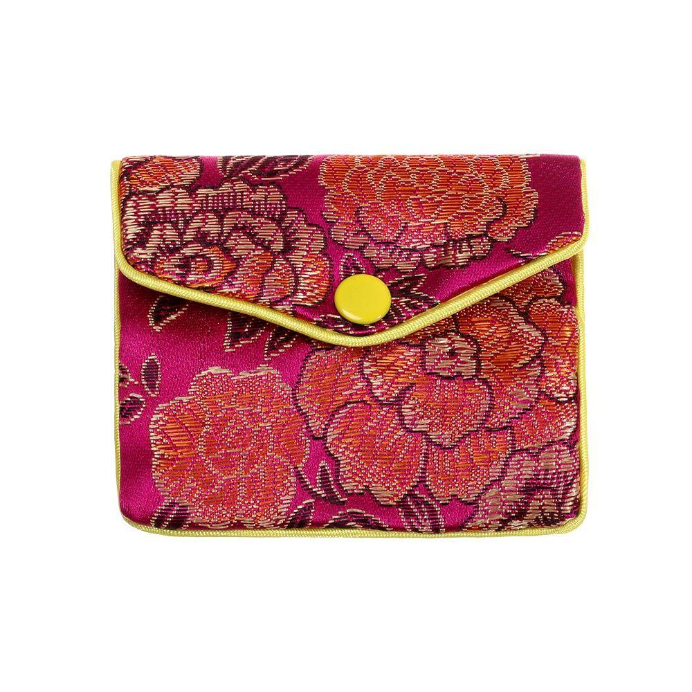 Brokat Handgefertigt Tragbar Reißverschluss Schmucktasche Aufbewahrungsbeutel Stickerei Tasche Druckknopfetui