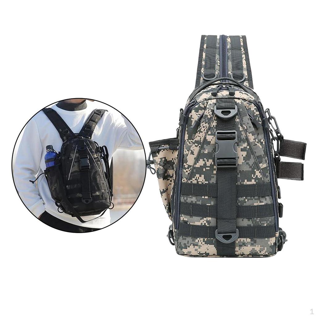 Men Chest Shoulder Backpack Bag with 3 Compartments for Travel, Hiking, Cycling Fishing Gear Storage