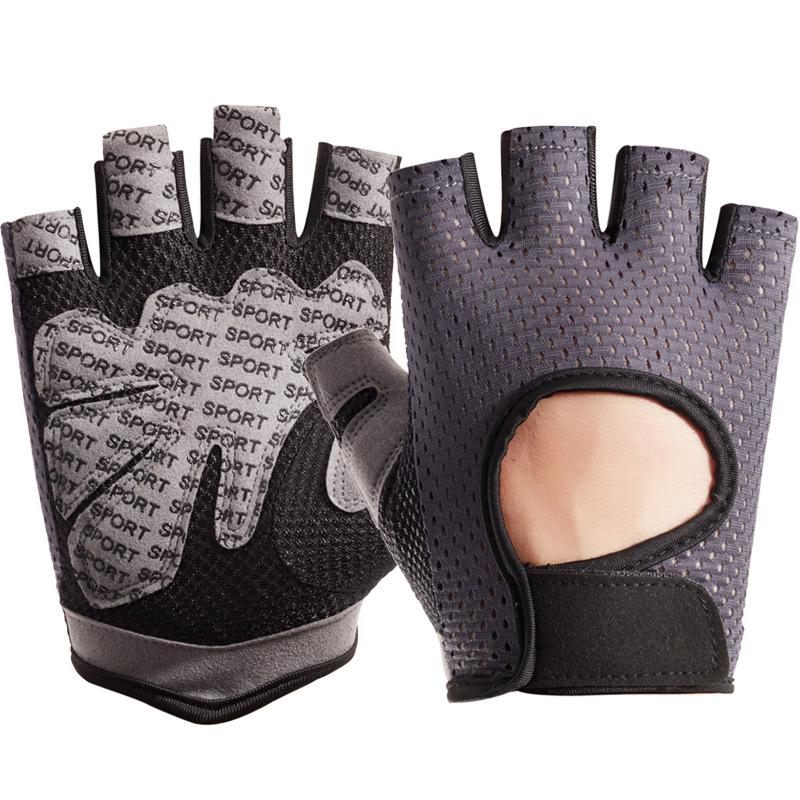 

Fitness gloves summer new unisex sports outdoor riding half finger sweat-proof non-slip mesh back hole breathable High Quality Practical Daily Use XL темно-серого