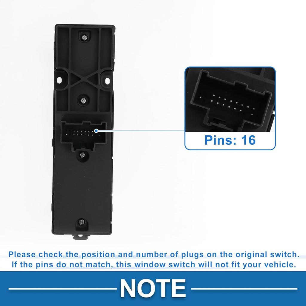 Power Window Switch No.GB5Z14529BA Front Left Driver Side Window Control Switch for Ford Explorer Police Interceptor for Utility 2016-2019 Black