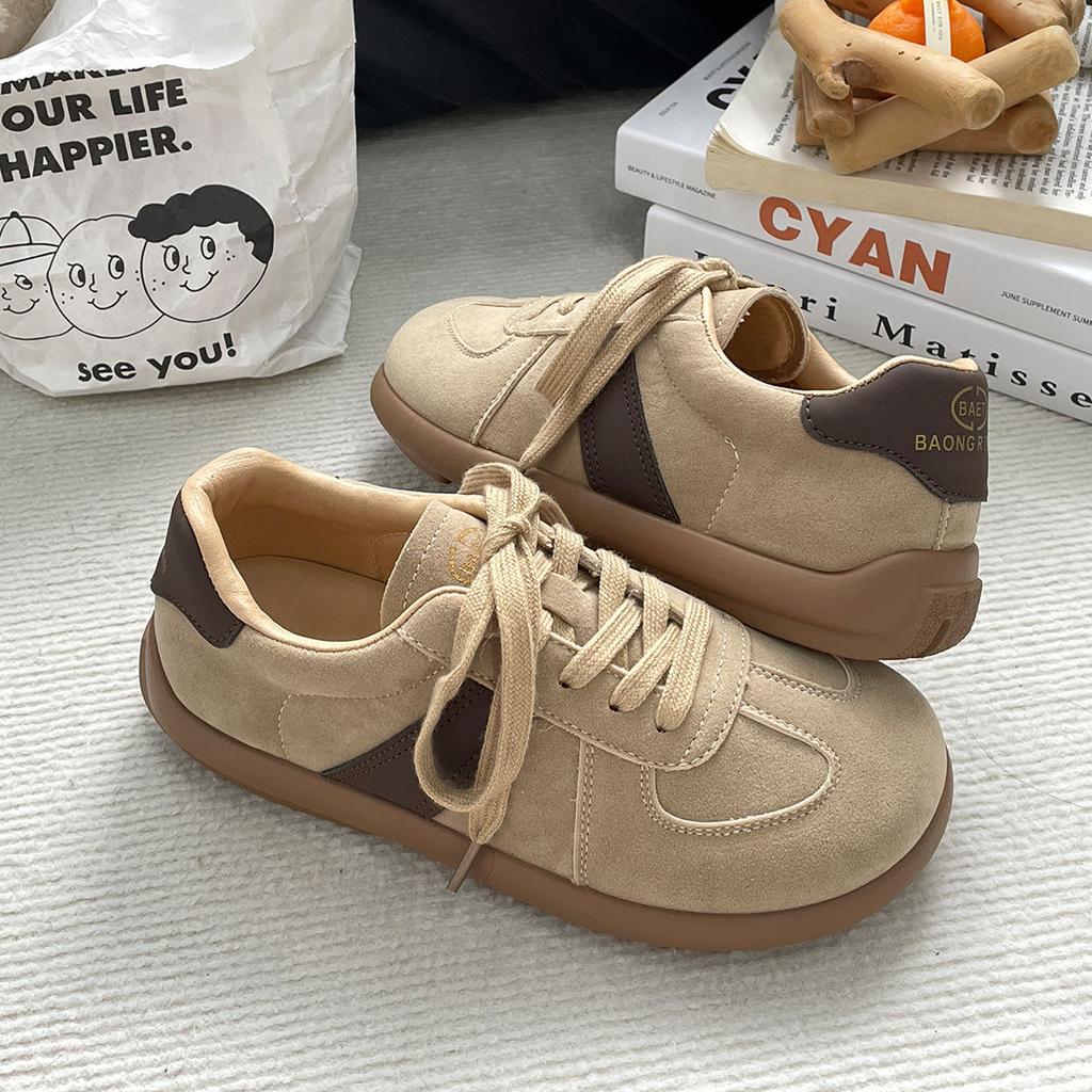Retro casual shoes women's autumn new versatile Maillard soft-soled casual board shoes thick-soled color matching sports shoes