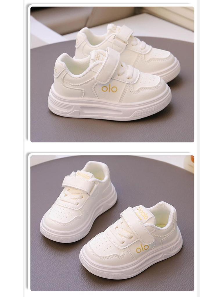 Kids' Lightweight Non-Slip White Sneakers – Comfortable, Thick Sole for Boys & Girls