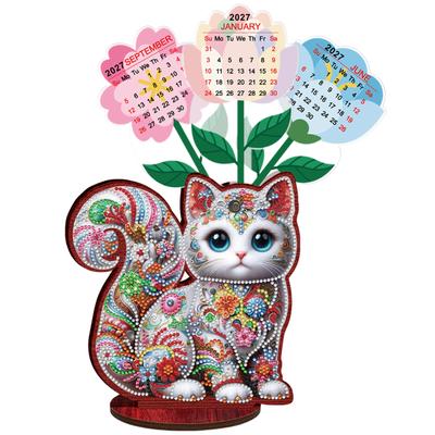 2026 Calendar Diamond Painting Calendar Set Wooden Diamond Painting Kit DIY Diamond Art Desk Calendar Holiday Gift