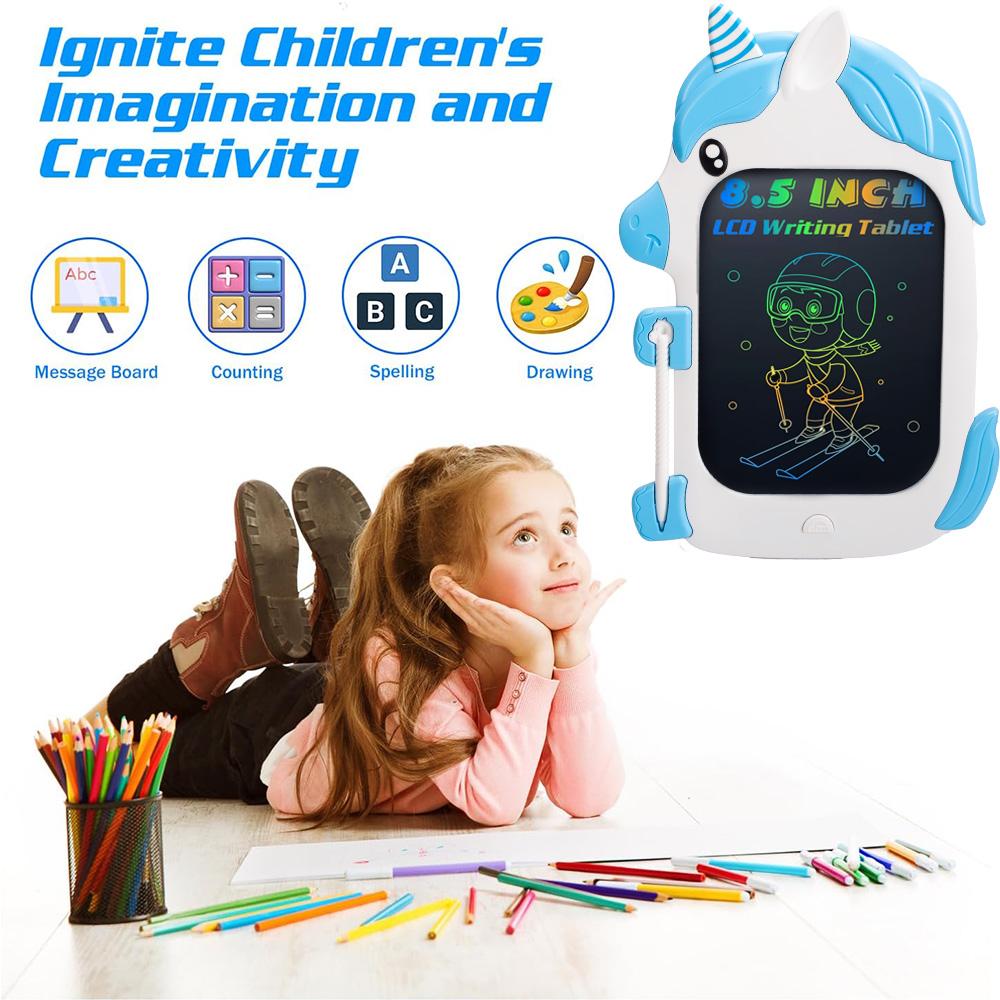 8.5Inch Unicorn LCD Drawing Board Writing Tablet Digit Magic Blackboard Art Painting Tool Kids Toys Brain Game Xmas Kid's Gift