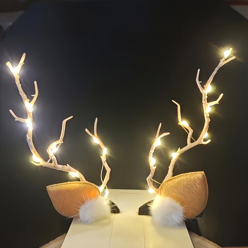 1PAIR Christmas Elk Colorful Hairpin Light, Three Light Modes Adjustable, Dress Up Costume, Stage Show Christmas Gift