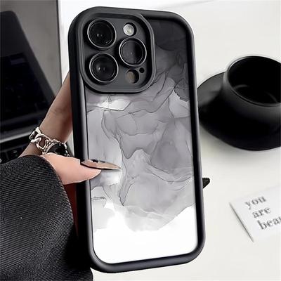 Módní inkoustový mramorový vzor textury pro iPhone 16 Pro Max 15 14 Pro 13 12 11 XS XR krycí čočka ochrana Měkký silikonový matný TPU obal na telefon odolný proti nárazům