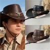 Klobouky Western Cowboy z umělé kůže pro ženy muže Vintage Pánské společenské klobouky Panama Cowgirl Jazz klobouk Sombrero Hombre