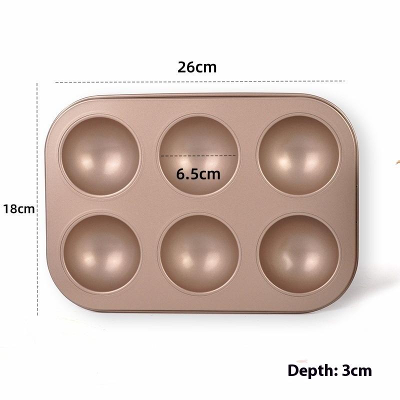6 Cavity Small Muffin Pan Diy Carbon Steel Mini Baking Molds Easy Release Non-Stick Cupcake Baking Mould