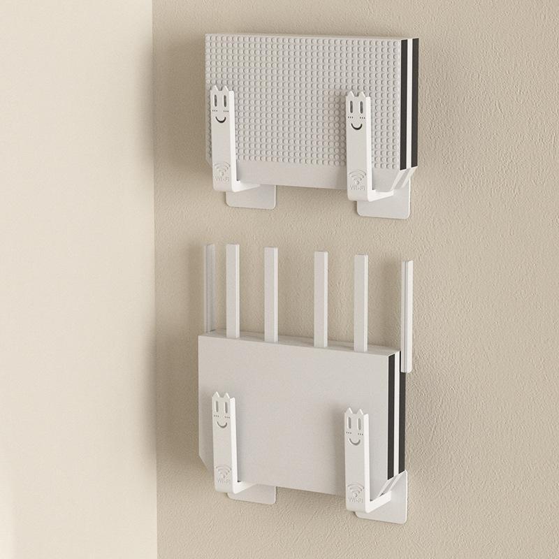 2Pcs No-Drill Router Wall Mount Bracket Self Adhesive Set-Top Box Holder for Living Room TV Accessories Storage Rack