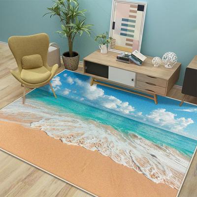 Modern Style Beach Living Room Carpet Antiskid Bedroom Decoration 3D Rug Lint-free Soft Entrance Door Mat Easy Clean Washable