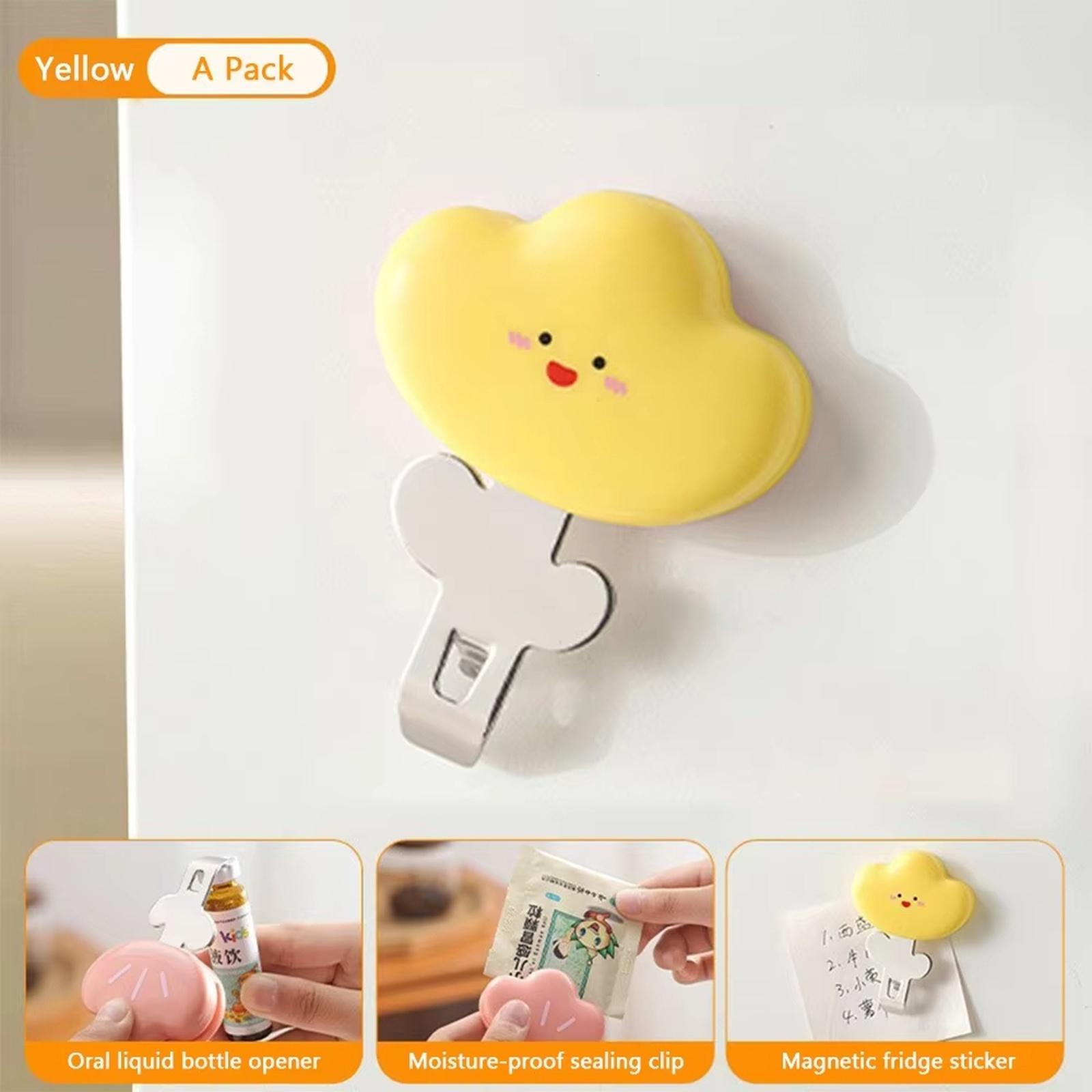 

Multifunctional Bottle Opener Refrigerator Magnet Clip Portable Snack Sealing Clip with Magnetic Attachment for Easy Storage and Use one size жёлтый