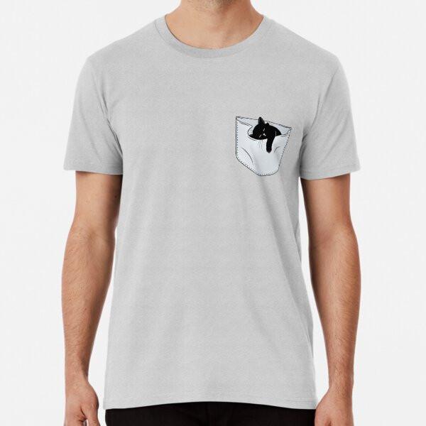A Drawn Black Kitten In a Pocket. T-Shirt S-5XL Best T-Shirt