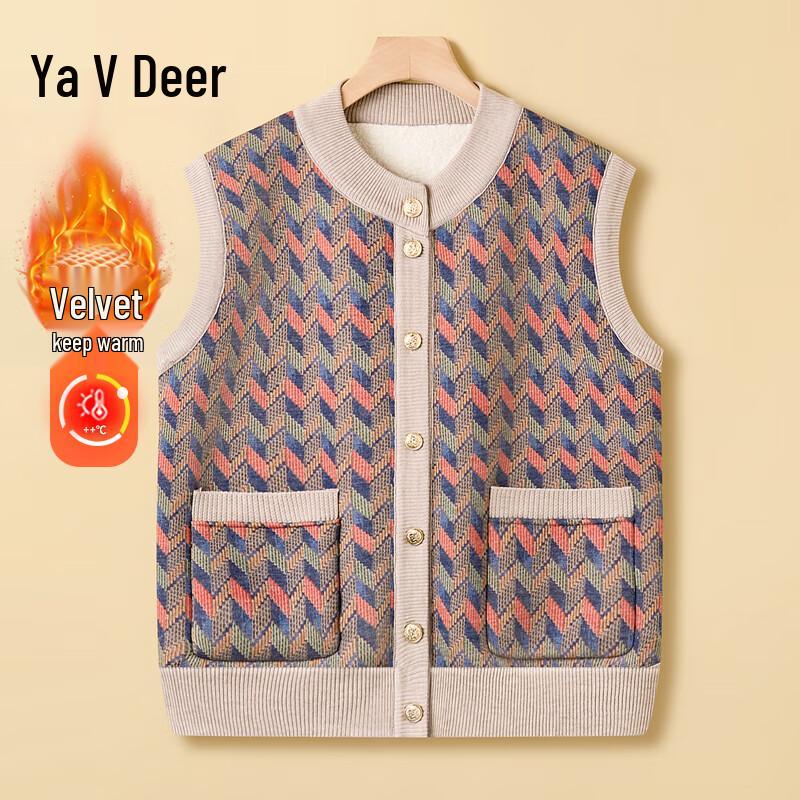 

Теплый вязаный жилет для женщин среднего возраста Yalu 4XL