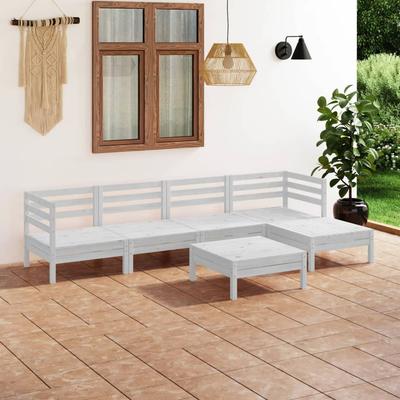 Vidaxl 6-Cz. Garten-Sitzmöbel-Set, Weiß, Kiefer