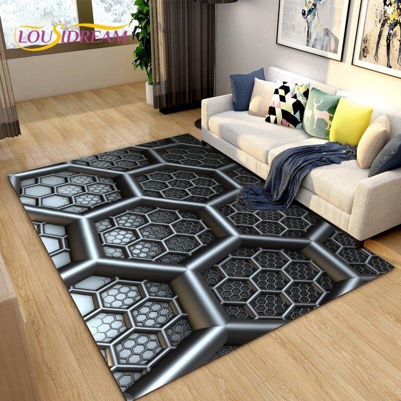 3D Abstract Geometric Visual Illusion Area Rug Large,Carpet Rug for Living Room Bedroom Sofa,Kitchen Doormat Non-slip Floor Mat